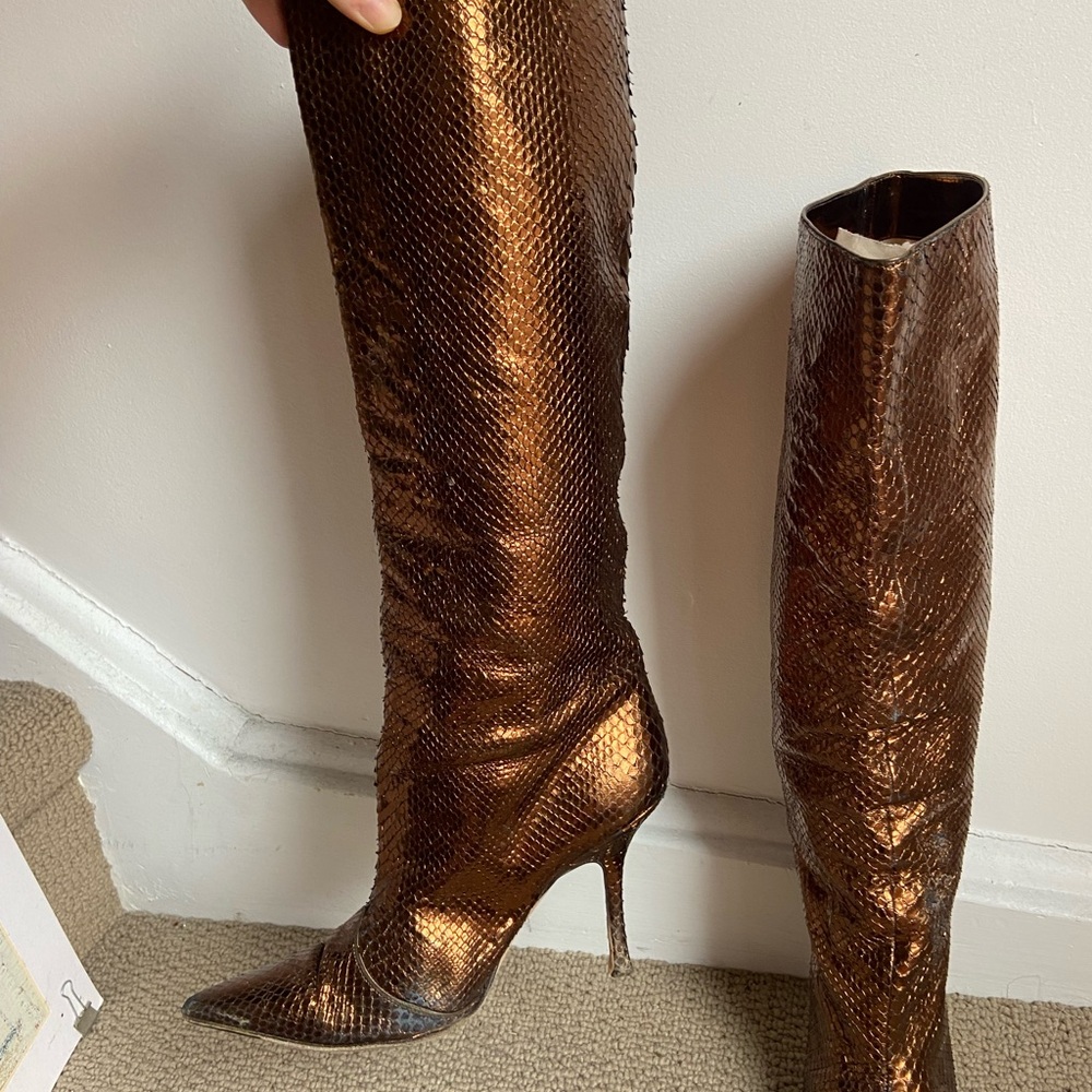 Jimmy Choo Mavis Python Metallic Boots - Picture 4 of 16